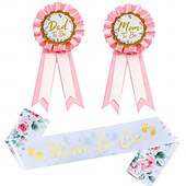 economico Forniture per eventi e feste-Kit fascia e fiore all&#039;occhiello per baby shower, set per futura mamma con spilla floreale, fascia di galateo e fiore all&#039;occhiello per futura mamma per decorazioni per feste per neonati