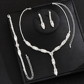 voordelige Sieradensets-Bruidssieradensets 3 Gesimuleerde diamant 1 Ketting 1 Armband Oorbellen Dames Klassiek Zoet Schattig Klassiek Liefde Kostbaar Sieraden set Voor Bruiloft Lahja