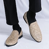 levne Pánské nazouváky a mokasíny-pánské plesové boty - zlaté třpytivé slip-on mokasíny pro okouzlující večerní nošení