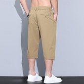 preiswerte Hosenanzugkurze-Herren Caprihose Shorts Schicke Shorts Freizeitshorts Tasche Elastischer Bund Gerader Schnitt Einfach Atmungsaktiv Feuchtigkeitsableitend Wadenlang Büro Geschäft Täglich Mode Streetwear Schwarz Blau