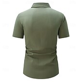 economico Vacanza-Per uomo Camicia Camicia di lino Camicia Estiva Camicia da Spiaggia Semplice Vacanza Casuale Bianco Verde militare Grigio scuro Azzurro Manica Corta Colletto Estate Primavera Abbigliamento Coulisse