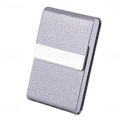 abordables Porte-cartes et étuis-Porte-cartes de visite en cuir synthétique, étui pour cartes de visite, porte-cartes de poche, porte-cartes de visite fin en métal, porte-cartes de visite bloquant les RFID avec fermeture magnétique