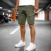 baratos Ar livre-Homens Bermuda Cargo Calção Bermudas Shorts casuais Com Cordão Bolso multi Perna reta Tecido Respirável Pavio Humido Comprimento do joelho Ao ar livre Casual Acampar e Caminhar Moda Roupa de rua