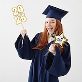 levne Dekorace na promoci-Černozlaté topy na promoční večírek 2025, dekorace na promoční stůl, trsátka do váz, vkládací karty, trsátka na vlaječky na oslavu promoce