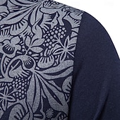 baratos Polo Elite Masculino-Homens Pólo Polo de malha Formal Trabalho Aberto para a Lateral Manga Curta Floral Botões Estampado Primavera Azul denim Branco Azul Marinha Verde cáqui Azul Claro Pólo