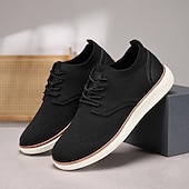 cheap Men&#039;s Sneakers-Men&#039;s Breathable Knit Brogue Sneakers - Casual Lace-Up Lightweight Shoes for Daily Wear &amp; Walking