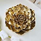 economico sculture murali-Decorazione da parete a forma di fiore a 8 strati, decorazione da parete in resina dorata vintage, ornamento artigianale fatto a mano per la decorazione di pareti di case e negozi