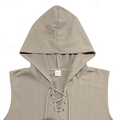 preiswerte Fitness Tank-Tops-Herren Tank Top Weste Unterhemd Ärmelloses Shirt Ärmellos Mit Kapuze Sommer Einfach Mode Designer Urlaub Straße Ausgehen Schwarz Weiß Khaki Top T-Shirt für Herren