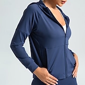 economico Tute da ginnastica-Per donna T-shirt da corsa Cerniera Tasche Manica lunga Felpa con cappuccio Informale Athleisure Traspirante Asciugatura rapida Allenamento in palestra Corsa Marcia abbigliamento sportivo