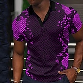 cheap Men&#039;s Geometric Polo-Men&#039;s Geometric Polo Shirts Golf Shirt Short Sleeve Polo Shirts Collared Shirts Casual Vacation Wear Formal Wear Festival Wear Buttons 3D Print Black Yellow Pink