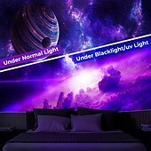 billiga Planet Tapestry-Svartljus Tapestry Glöd i Mörkret Glöd Fest UV-reaktiv Planeten Universum Trippy Dimma Natur Landskap Hängande Tapestry Väggkonst Mural för Vardagsrum Sovrum