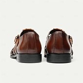 economico Sandali in pelle premium-sandali da pescatore in vera pelle da uomo con doppi cinturini monk - calzature eleganti per abbigliamento casual da lavoro ed eventi