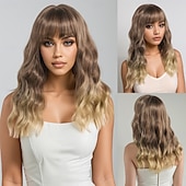 levne Syntetické trendy paruky-Syntetické paruky Loose Curl Velké vlny Vrstvený střih Hluboké rozdělení na stroji Paruka 20&quot; A1 Umělé vlasy Dámské Střední část Klasické Melírované vlasy Hnědá