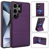 economico Cover Samsung-telefono Custodia Per Samsung Galaxy S24 S24 Ultra Plus S23 S22 S21 S20 Ultra Plus FE S25 S25 più S25 Ultra Per retro Con supporto A calamita Slot per schede Retrò TPU pelle sintetica