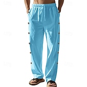 cheap Bottoms-Retro Vintage Medieval Renaissance Straight Leg Pants Pirate Viking Button Down Solid Color Men&#039;s Viking Halloween Carnival Vacation Casual Daily LARP Adults&#039; Pants
