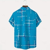 levne Geometriské vzory-Pánské Geometrický Çizgi Košile Košile pro volný čas Košile na knoflíky Krátký rukáv Móda pro volný čas Dovolená Streetwear Léto Jaro Přehnutý 3D tisk košile s límečkem Jedna přední kapsa Bílá Vodn