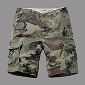 baratos Clássico-Homens Bermuda Cargo Shorts camuflados Shorts de verão Botões Bolso multi Bolso com aba Tecido Côr Camuflagem camuflagem Conforto Vestível Comprimento do joelho Ao ar livre Esporte Diário Moda Casual
