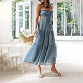 economico Abiti di Laurea-Per donna Abito Midi Abito Bianco Abito da laurea Abito Sottoveste Moda Moderno Compleanno Ferie Laurea Vestibilità regolare Semplice Senza Maniche Spalline sottili Nero Bianco Giallo Blu Estate