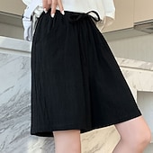 economico Fondamenti Falsi Essenziali-Per donna Finto cotone e lino Shorts Pantaloni Eleganti Pantaloncini Estivi Moda Corto Naturale Semplice Tasca Design con Coulisse Elastica All'aperto Confortevole All'aperto Vacanza Rosso Verde