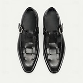 cheap Premium Leather Sandals-Men&#039;s Chic White Leather Monk Strap Shoes - Stylish Choice for Summer Weddings and Formal Events
