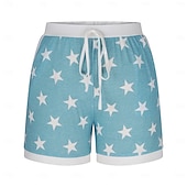cheap Bermuda Shorts-Women's EU / US Size Bermuda shorts Pajamas Track Pants Baggy Shorts Athleisure Athletic Short Medium Waist Star Pocket Printing Basic Outdoor Comfortable Sports Micro-elastic Casual Sports claret