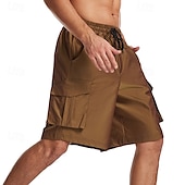 cheap Classic-Men&#039;s Cargo Shorts Shorts Bermuda shorts Casual Shorts Baggy Multi Pocket Straight Leg Plain Breathable Moisture Wicking Knee Length Outdoor Casual Running Fashion Streetwear Red Blue Micro-elastic