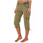 economico pantaloni cargo da donna-Per donna Taglia EU / US Semi-lungo Moda Casual Lunghezza al ginocchio Naturale Semplice Base Confortevole Inelastico Casual Quotidiano Giacinto Tessuto almond Nero 3 # Bianco Estate Primavera