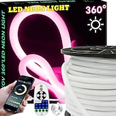 זול רצועות נורות LED-360 רצועת LED ניאון עם אפליקציית bluetooth תזמון סינכרון מוזיקה 10-132 רגל גמיש/עמיד למים/לד חבל אור שלט רחוק 23 מפתחות מתאים לבית/גן/בניין קישוט DIY decoration ac220v