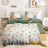 economico 100% cotone-Set di copripiumino floreale 100% cotone biancheria da letto morbida e traspirante con fiori patchwork copripiumino leggero e resistente comodo per tutte le stagioni facile da mantenere