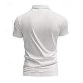 economico Polo classica da uomo-Per uomo Maglia da golf Polo Piqué Affari Casuale Bavero Manica Corta Moda Essenziale Tinta unica Testurizzato Bottoni Estate Primavera &amp; Autunno Vestibilità regolare Marrone Scuro Bianco Grigio