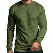 preiswerte Basic-T-Shirts-Herren T Shirt T-Shirt Langarmshirt Langarm Rundhalsausschnitt Sommer Frühling Einfach Mode Designer Basic Jacquard Urlaub Straße Ausgehen Schwarz Weiß Khaki Top T-Shirt für Herren