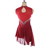 levne Šaty na krasobruslení-Šaty na bruslení Dámské Dívčí Buz Pateni Šaty Slátanina Otevřít Zpět Síťka Spandex Elastické Trénink Profesionální Soutěž Bruslařské oblečení Zahřívací Křišťál a napodobenina Bez rukávů Bruslen
