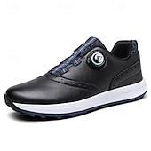 cheap Men&#039;s Golf Shoes-Men&#039;s Modern White Golf Shoes with Blue Detailing, Lace-Up Design, Breathable Upper, Perfect for Professional Golfers