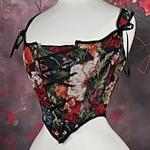 olcso Felsők-Retró Középkori Reneszánsz Fűző Prsluk Bustier Viking Fűzős Virágos Jelmez Női Kelta Fantasy Mindszentek napja Farsang Teljesítmény Parti LARP Felnőttek Fűző