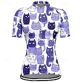 abordables Maillots de mujer-Mujer Maillot de Ciclismo Gato Manga Corta Bicicleta Camiseta Maillot con 3 bolsillos traseros MTB Bicicleta Montaña Secado rápido Diseño Anatómico Capilaridad Transpirable Deportes Negro Blanco