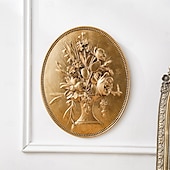 baratos Estátuas-decoração de parede esculpida em baixo-relevo oval dourado vintage, decoração de parede de resina pintada à mão para casa, estilo retrô europeu, ideal para decoração de casa, hotel e adereços de