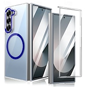 cheap Samsung Cases-Phone Case For Samsung Galaxy Z Fold 3 Back Cover Magnetic Support Wireless Charging Shockproof Retro PC