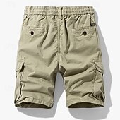 economico Vacanza-Per uomo Pantaloncini cargo Shorts Pantaloncini Estivi Multi-tasche Tasca con Patta Semplice Comodità Indossabile Lunghezza al ginocchio All&#039;aperto Sport Quotidiano Moda Casual Nero Cachi
