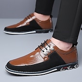 cheap Casual-Men&#039;s Derby Lace-Up Shoes with Crocodile-Patterned Leather and Black Suede, Stylish Sporty Sole for Casual and Business Casual Wear