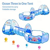 baratos Atividade ao Ar Livre-Tenda de playground três em um com tema oceânico, dobrável e portátil, adequada para uso interno.
