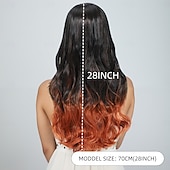 abordables Perruques Synthétiques Sans Bonnet-Perruque Synthétique Ondulé Tissage bouclé Coupe dégradée Avec frange Fabriqué à la Machine Perruque 28 pouces A1 Cheveux synthétiques Femmes Classique Dégradé de couleur Cheveux Mèches / Balayage