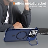 economico Cover per iPhone-telefono Custodia Per iPhone 16 Pro Max Plus iPhone 15 Pro Max Plus iPhone 14 13 12 Pro Max Plus Copertura Posteriore con Supporto Magnetico Supporta la Ricarica Wireless Retrò Metallo