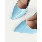 olcso Stiletto sarkú cipők-női világoskék lakkbőr magassarkú – hegyes orrú tűsarkú pumpák, elegáns felbújós participők irodába, esküvőre és hivatalos rendezvényekre