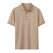preiswerte Klassisches Poloshirt für Herren-Herren Poloshirt aus Seide, Baumwolle und Lyocell, Strick-Polopullover, Business-Casual, Revers, kurze Ärmel, formell, Farbblock, Knöpfe, Sommer, Marineblau, Braun, Armeegrün, Dunkelgrau