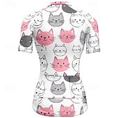 abordables Maillots de mujer-Mujer Maillot de Ciclismo Gato Manga Corta Bicicleta Camiseta Maillot con 3 bolsillos traseros MTB Bicicleta Montaña Secado rápido Diseño Anatómico Capilaridad Transpirable Deportes Negro Blanco