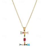economico I regali-collana con lettera personalizzata, catena hip hop per clavicola, ciondolo con alfabeto in zircone colorato micro-pavé di rame, regalo di gioielli unico per la festa della mamma