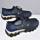 baratos Ténis para Homem-Homens Tênis Tênis Anfíbio Pele PU Com Transparência Respirável Confortável Antiderrapante Com Cadarço Preto Azul Cinzento Verão Primavera