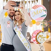 economico Forniture per eventi e feste-Kit fascia e fiore all&#039;occhiello per baby shower, set per futura mamma con spilla floreale, fascia di galateo e fiore all&#039;occhiello per futura mamma per decorazioni per feste per neonati