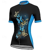 cheap Women&#039;s Jerseys-Women&#039;s Cycling Jersey Short Sleeve Bike Tee Tshirt Jersey with 3 Rear Pockets Mountain Bike MTB Breathable Quick Dry Anatomic Design Wicking Blue Fuchsia Orange Butterfly Sports Clothing Apparel