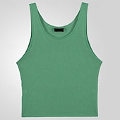 cheap Tank Tops-Men&#039;s Tank Top Undershirt Sleeveless Shirt Sleeveless Crew Neck Summer Solid Color Fashion Designer Muscle Knitted Outdoor Vacation White Green Dark Gray Top Tee for Men